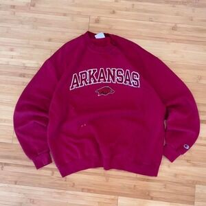 Vintage red boxy university of Arkansas razorbacks champion crewneck